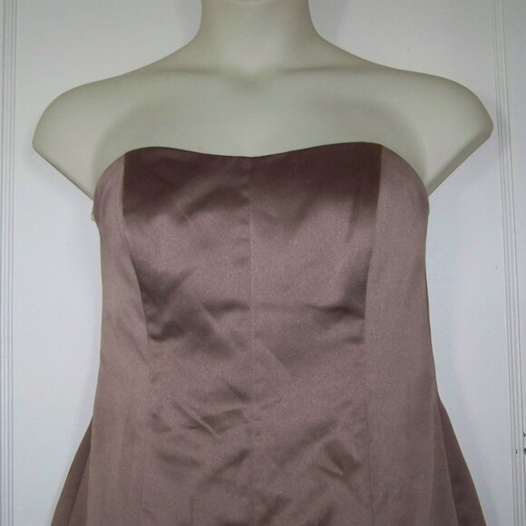 David Bridal Tan Strapless Brides Maid or Prom Dress Includes cream colored slip - Picture 3 of 10